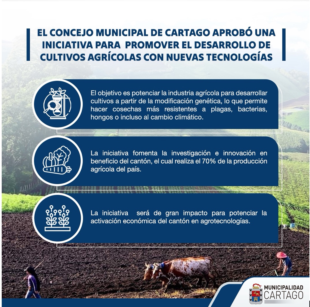 Concejo Municipal de Cartago aprueba iniciativa para promover nuevas tecnologías en cultivos agrícolas