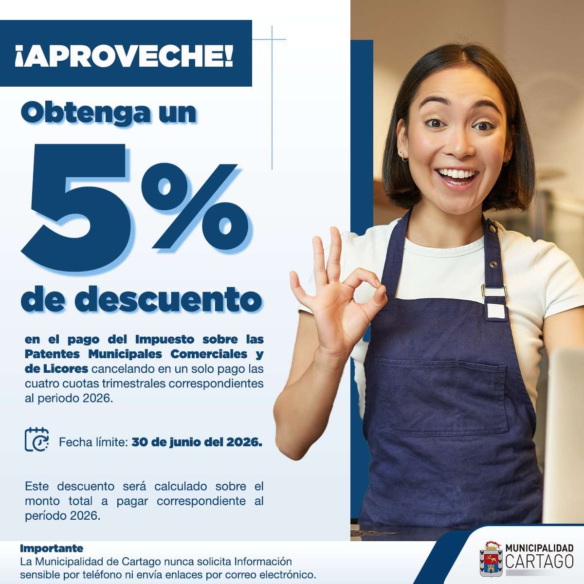 Municipalidad de Cartago aprueba descuentos para el pago de Bienes Inmuebles y Patentes Municipales