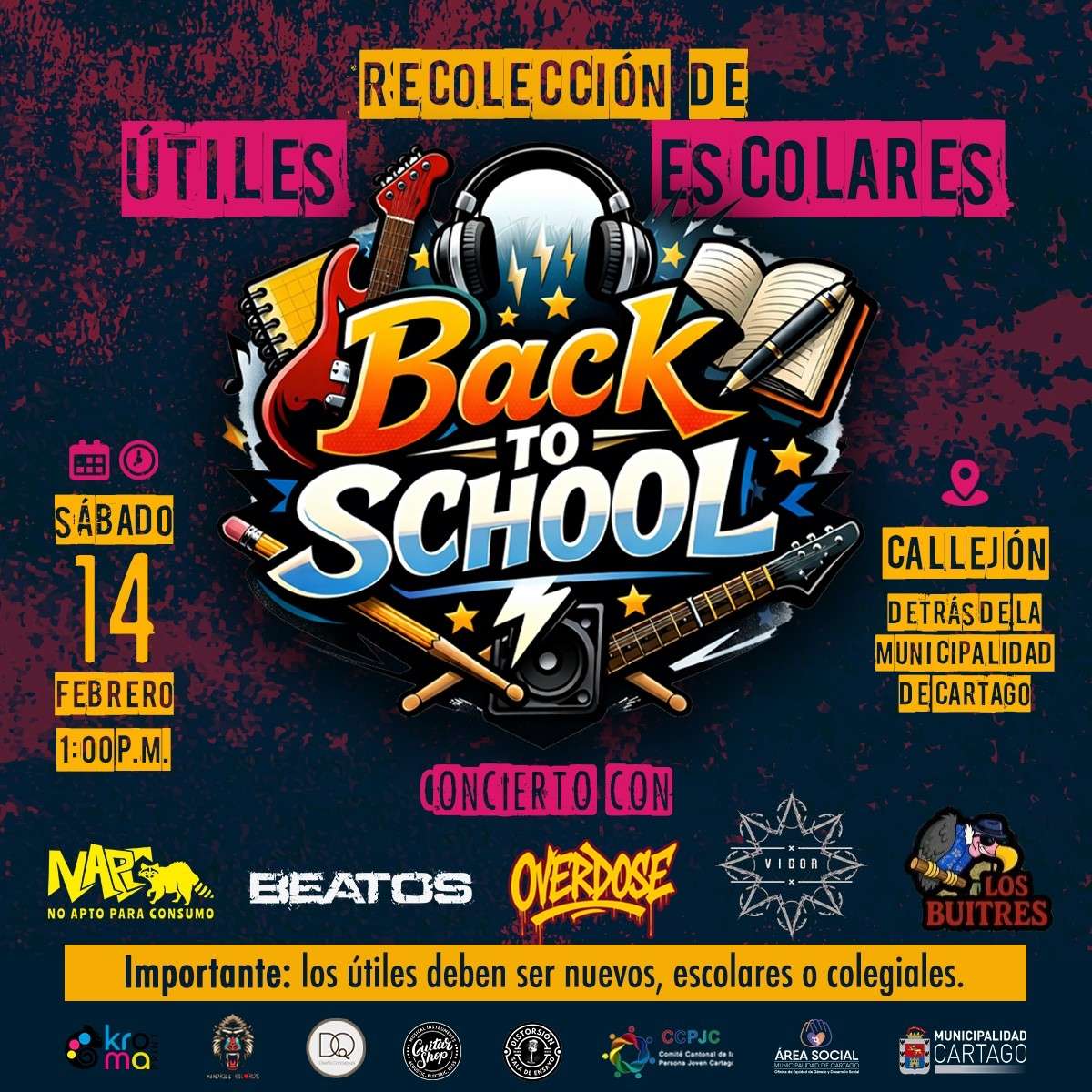 Cartago vibrará con concierto en campaña solidaria para estudiantes